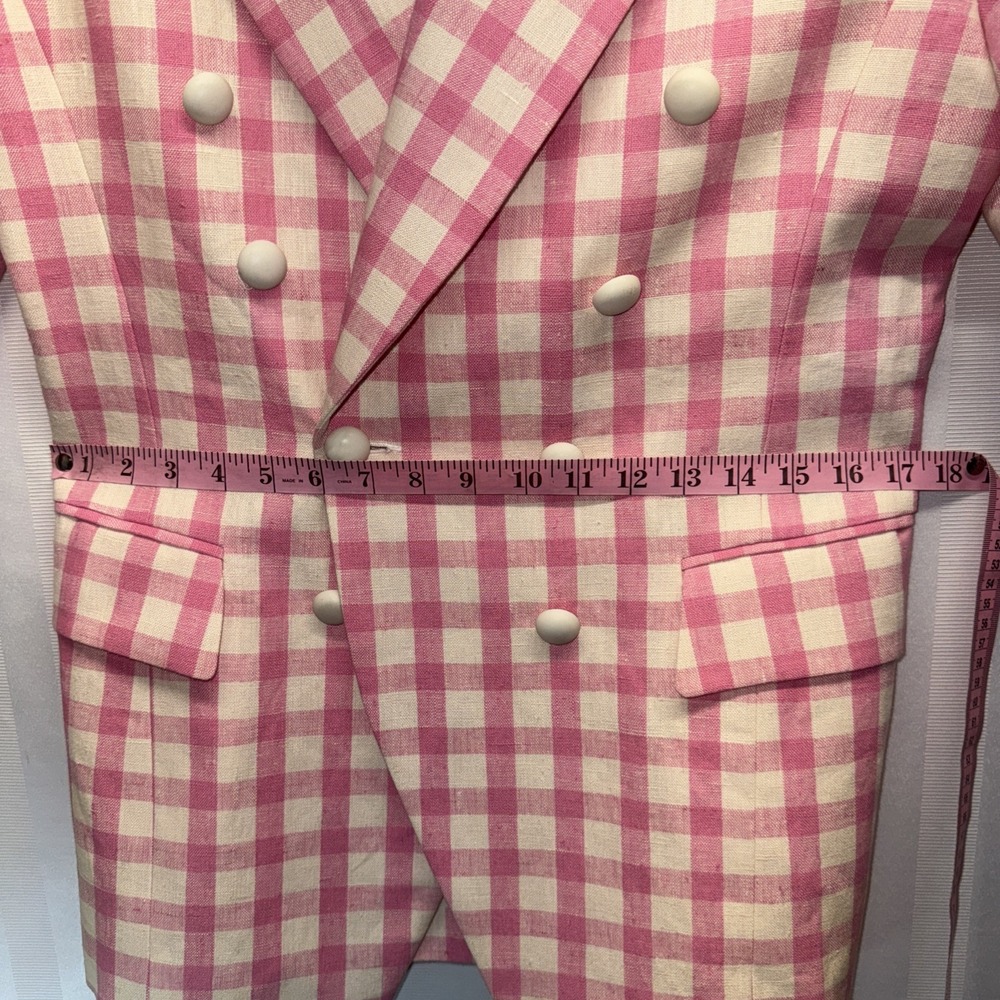 CLASSIQUES ENTIER sz 12 TOP,BLAZER, tweed PINK CREAM WHITE,RHINESTONES BUTTONS A